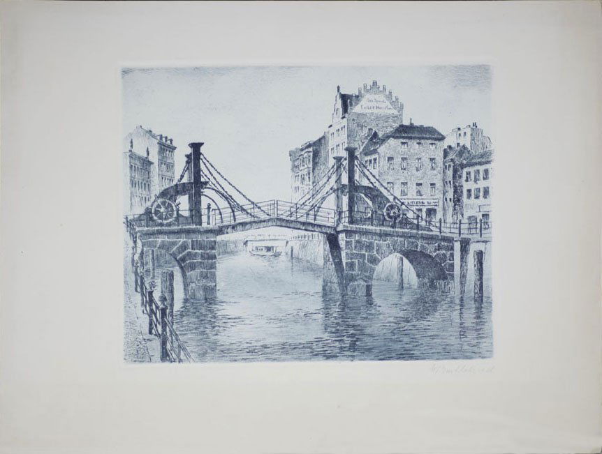 Amsterdam, colored etching 19th century, signed (1 of 3)