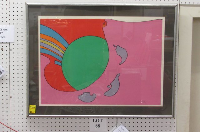 Artwork: Peter Max (1937 - ), signed and numbered lithograph. Pencil signed lower right, dated '71. Numbered 83 of 100. 36" x 28".