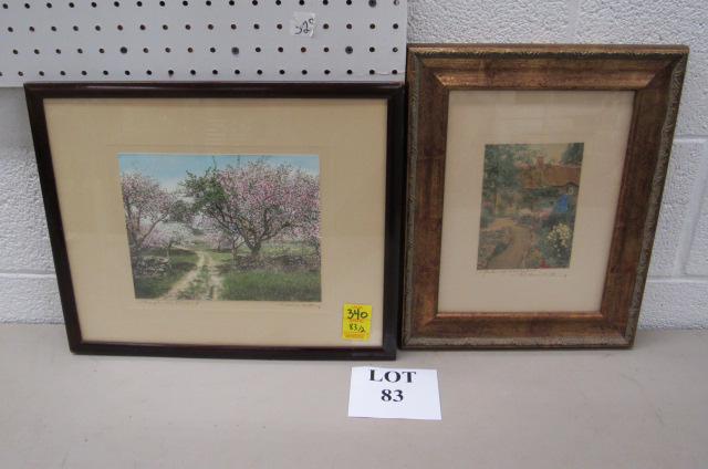(2) Wallace Nutting Colored Prints: (2) Wallace Nutting Colored Prints Including: Through the Orchid (Framed 17-1/4" w x 14-1/4" h, Sight 15-1/2" w x 12-1/2" h) and A Garden of Lakespur (Framed 12-1/2" w x 15-1/2" h, Sight 8-1/2" w x 11