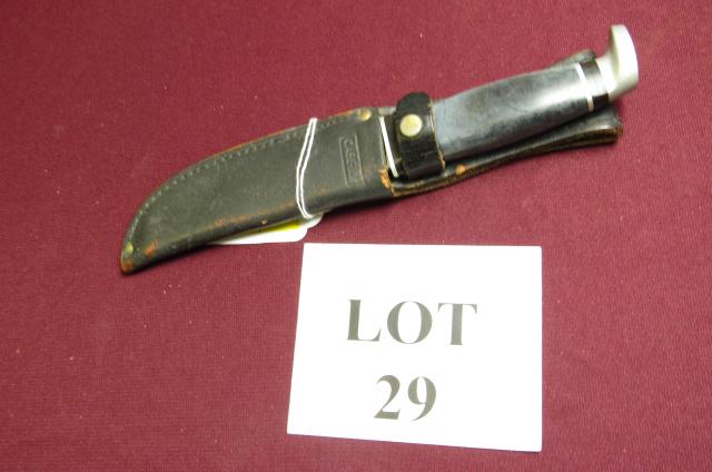 Case XX 223-5 Fixed Blade Knife: Case XX 223-5 Fixed Blade Knife with Sheath, Measures 9-1/2" l, Faded Paint on Handle