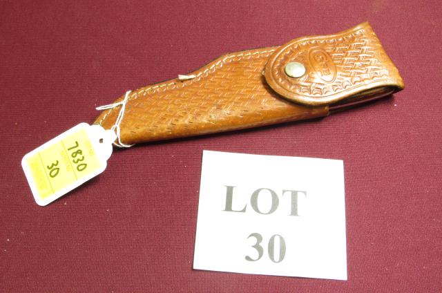 Case XX USA R703 SSP Kiowa Hunters Knife: Case XX USA R703 SSP Kiowa Fixed Blade Hunters Knife with Sheath, Measures 9-1/4" l, Green Oxidation