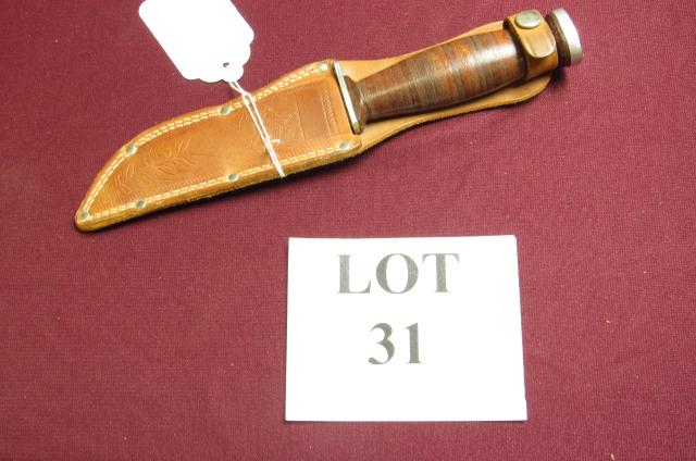 Schrade -Walden NY H-15 Hunting Knife: Schrade -Walden NY H-15 J.C. Higgins Fixed Blade Hunting Knife with Sheath, Measures 9-3/4" l, No Issues Noted