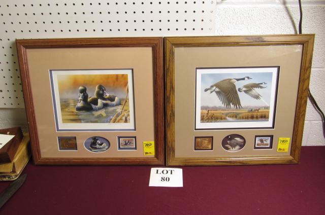 (2) Ducks Unlimited Signed Prints: (2) Ducks Unlimited Signed Prints with Stamp and Carved Duck Including: K. L. Holzman 202 151/1250 and Sharbaugh 2010 101/1250, Measures Framed 18" w x 17" h, Sight 15-1/2" l x 14-1/2" h, No Issues No
