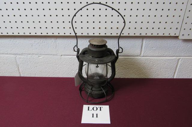 Dietz Railroad Lantern for Reading Company: Dietz Railroad Lantern for Reading Company. RDG. Co. with Clear Globe Embossed R.Co. Dimensions: 15-1/2" h X 8" w, Oxidation