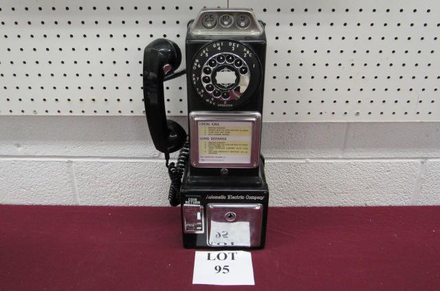 Vintage Automatic Electric Company Coin Pay Phone: Vintage Automatic Electric Company Coin Operated Pay Phone, Code No LPO-82-55 GTE Huntsville, Alabama, Measures 7" l x 6-1/2" w x 18-1/2" h