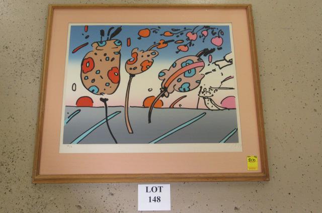 Peter Max Lithograph Pencil Signed: Peter Max Signed Lithograph Pencil Signed Max in Right Corner, Marked HC/9 on Lower Left, Measures 33" w x 28-1/2" h