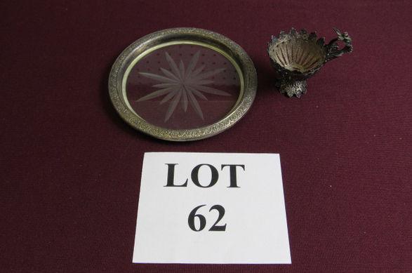 Sterling Silver Lot: Sterling, Open-Work, Handled Vessel & Sterling Silver Rimmed Wine Bottle Coaster