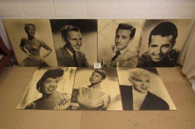 (7) Black and White Prints of Hollywood Stars: (7) Black and White Prints of Hollywood Stars Including: Frank Sinatra, Patti Page, Eydie Gorme, Sarah Vaugh, Vic Damone, Tennessee Ernie Ford by James Kriegmann NY Photographer, Measures 30-1/2" h 25