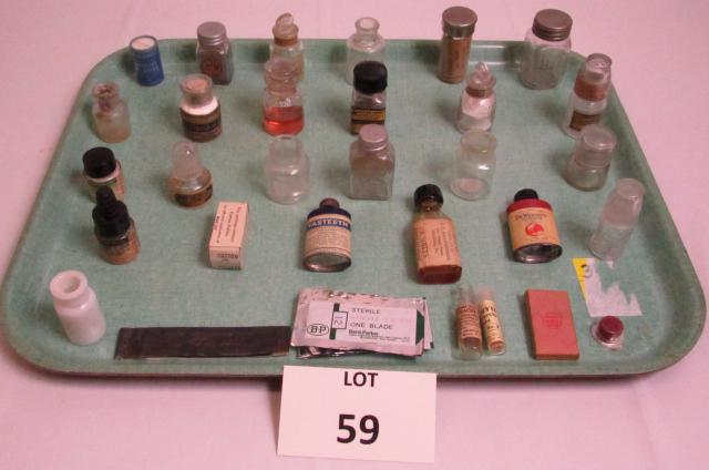 Antique Glass Medicine Bottles Including: Gum Massager: Antique Glass Medicine Bottles Including: Gum Massager, Synthetic Liquid, Oxy Chloride, and Amalga-Dent