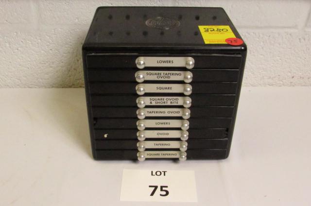 Nine Drawer Dentist Cabinet Full of Teeth Molds: Nine Drawer Dentist Cabinet Full of Teeth Molds, Measures 7" l x 5" w x 6-1/2" h