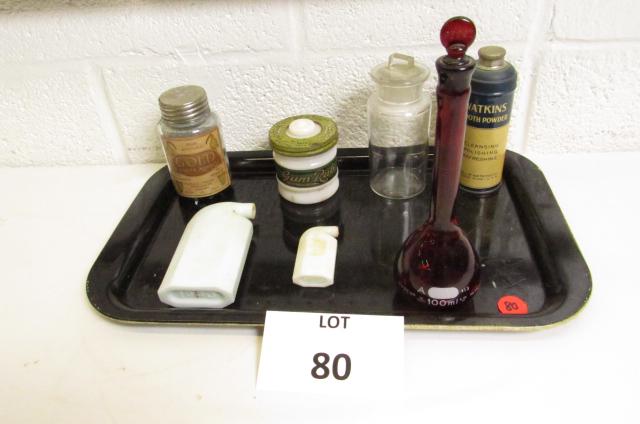 Dentist Items Including: Gold White Alloy: Dentist Items Including: Gold White Alloy, Gum-Rub, Watkins Tooth Powder, Red Pyrex Beaker
