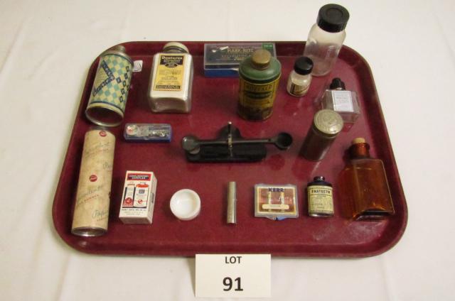Dental Items Including: Denturex Dental Plate Cleaner: Dental Items Including: Mark Rite Articulating Paper, Denturex Dental Plate Cleaner, Riker Gum Cleaner, Kopil Self Timer, Pepsodent Tooth Powder, Fleck's Zinc Cement, Mercury