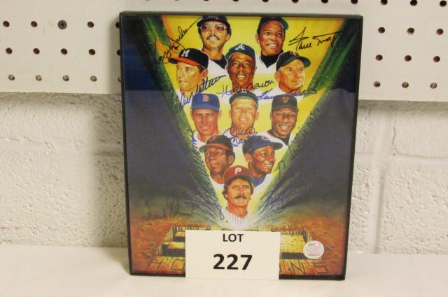 500 Home Run Poster Signed by Mickey Mantle: 500 Home Run Poster Signed by: Reggie Jackson, Willie Mays, Hank Aaron, Mickey Mantle, Harmon Killebrew, Willie McCovey, Frank Robinson, Mike Schmidt, Eddie Matthews, Ernie Banks, (Is it Hand Signed)