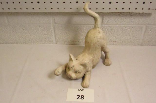 White Cast Iron Cat Doorstop: White Cast Iron Cat Doorstop