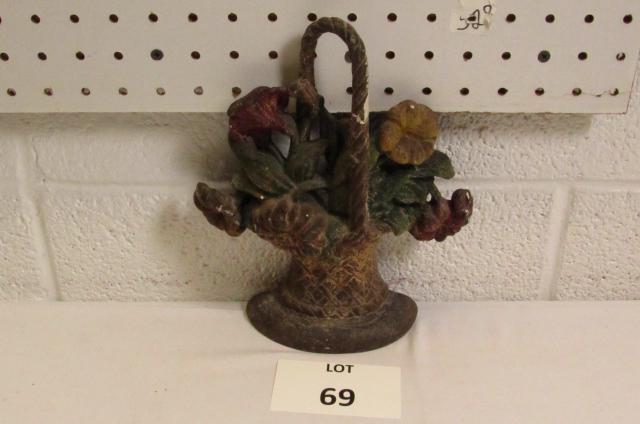 Hubley Cast Iron Floral Doorstop: Hubley Cast Iron Floral Doorstop, Measures 9-1/2" h