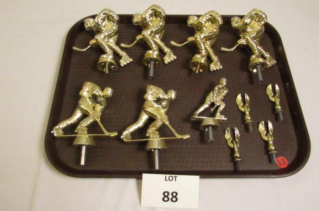 (11) Trophy Toppers Including Hockey Players: (11) Trophy Toppers Including Hockey Players and Winged Bird