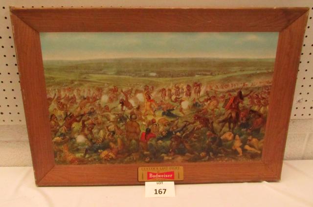 Custer's Last Stand Budweiser Beer Advertisement: Custer's Last Stand Budweiser Annheuser-Busch Beer Advertisement, Measures 20-1/2" h x 30-1/2" w