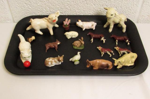 Lot of Farm Animal Toys Including: Cows, Ducks, and: Lot of Farm Animal Toys Including: Cows, Ducks, Lamb, Pig Horses, Dogs and Cats Made of Plastic, Wood and Metal