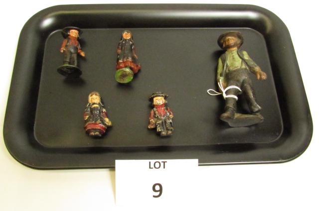 (5) Metal Figure Toys Including Amish Father and Kids: (5) Metal Figure Toys Including Amish Father and Kids