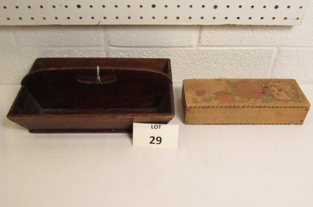 Wood Utensil or Tool Carrier and Glove Box: Wood Utensil or Tool Carrier and Glove Box with Girl and Flowers
