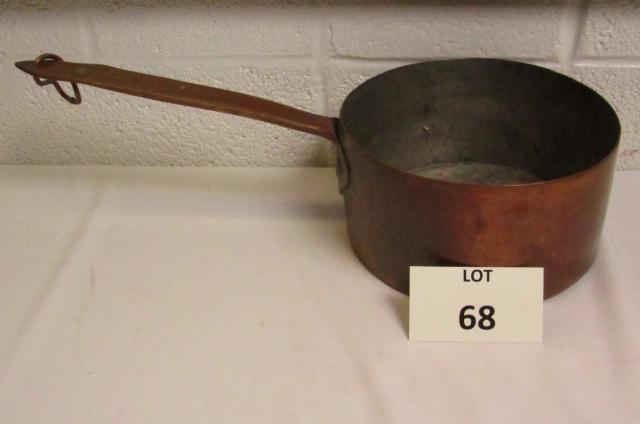 Copper Pot with Heavy Dovetail Construction: Copper Pot with Heavy Dovetail Construction, Measures 4-1/2" h x 8" dia x 18" l with Handle