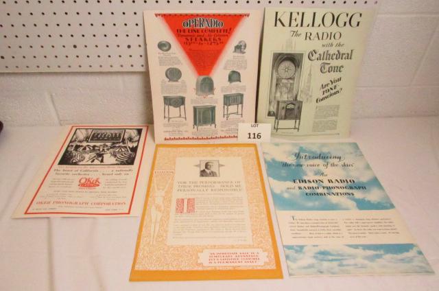 Lot of Ephemera Including: Radio Advertisements: Lot of Paper Ephemera Including: Record and Radio (Kellogg, Operadio, Edison) Advertisements