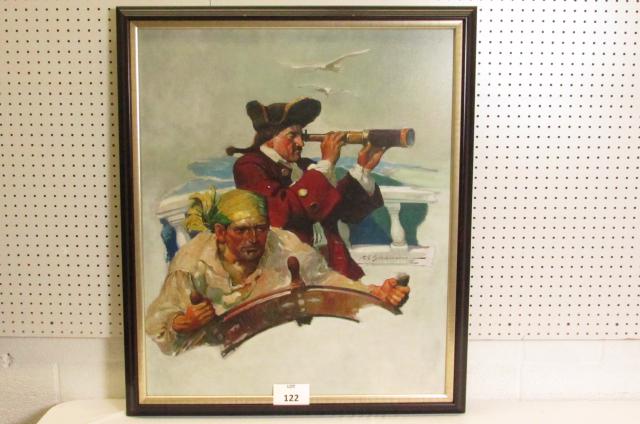 Giclee Print of Frank Schoonover Painting of Two: Art Giclee Print Reproduction of Frank Schoonover Painting of Two Pirates, Measures 40" h x 34" w