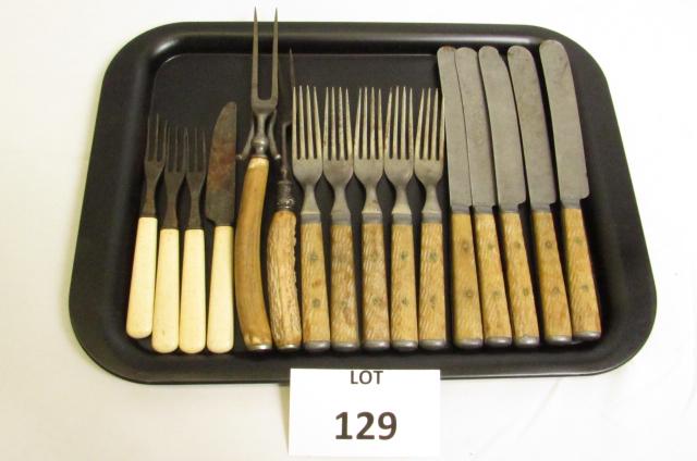 Lot of Bone Handled Utensils Including: Forks and: Lot of Bone Handled Utensils Including: Forks and Knives