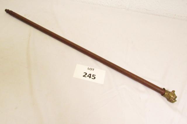 Swagger Stick with Brass Bulldog Topper: Swagger Stick with Brass Bulldog Topper, Possible Marines, Measures 25-1/2" l