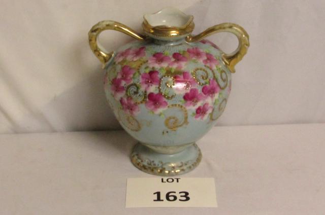 Nippon Double Handled Floral Vase: Nippon Double Handled Floral Vase, Measures 6-1/2" h