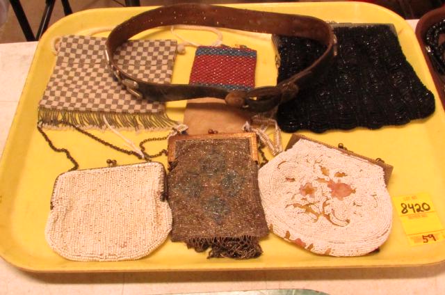 Tray of purses: Tray of vintage purses and concho belt