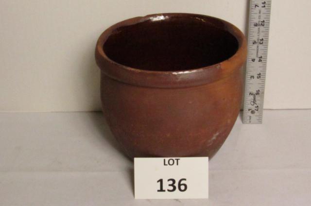 Redware crock: Redware crock. 19th c
