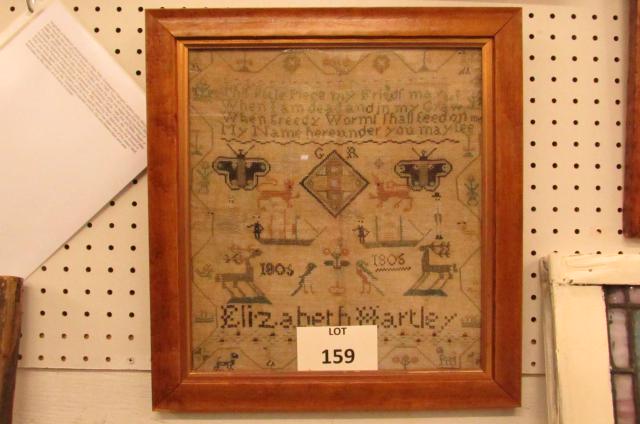 Sampler: Sampler by Elizabeth Hartley 1805