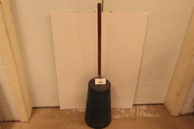 Butter Churn: Primitive antique blue milk painted butter churn