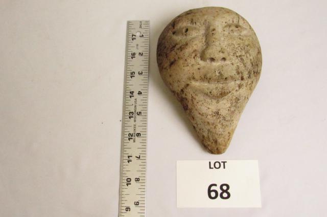 Eskimo carving: Rare whale bone mask carving. Alaskan Eskimo. Circa 1900. 6 1/2" L