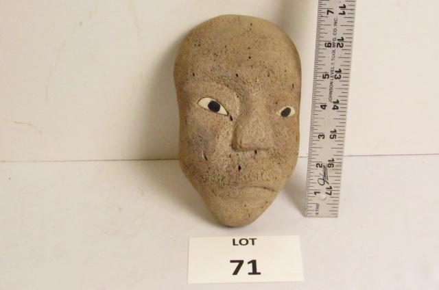 Eskimo carving: Rare whale bone mask carving. Alaskan Eskimo. Circa 1900. 6 3/4" L