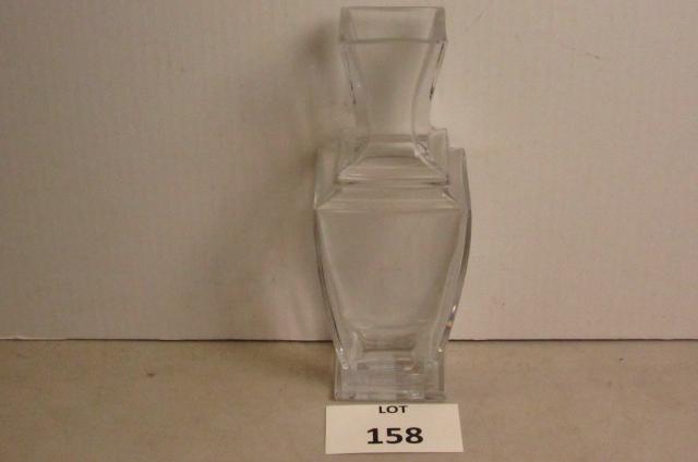Baccarat Vase: Attractive Baccarat crystal vase. Square opening. 10 1/2" tall.