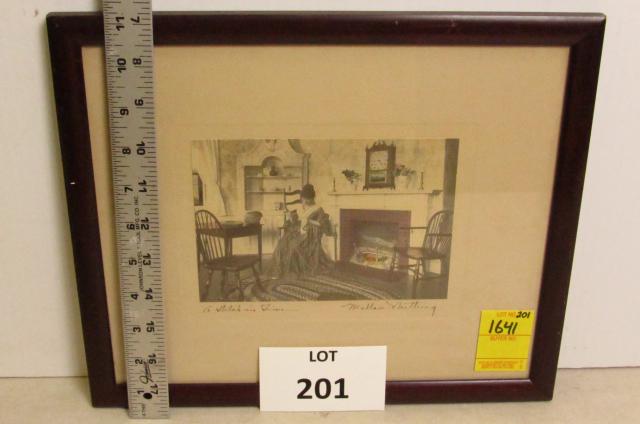 Wallace Nutting: Wallace Nutting "A Stitch in Time" interior scene. 11" x 13".