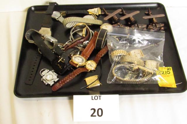 Watch lot, plus: Watch lot, fashion watches, 3 vintage GF men's wrist watches, 3 copper planes and 3 race cars