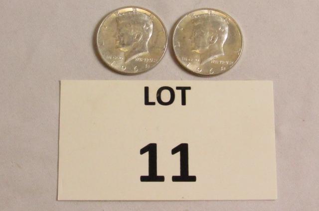 2-1964 Kennedy Half Dollars (90% Silver) (1 of 3)