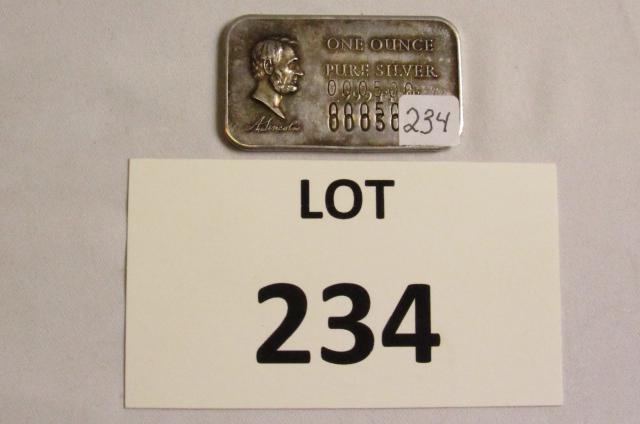 1-One Ounce Silver Bar-Abe Lincoln (1 of 3)