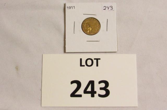 1911 $2Â½ Indian Head Gold Coin (.121oz) (1 of 3)