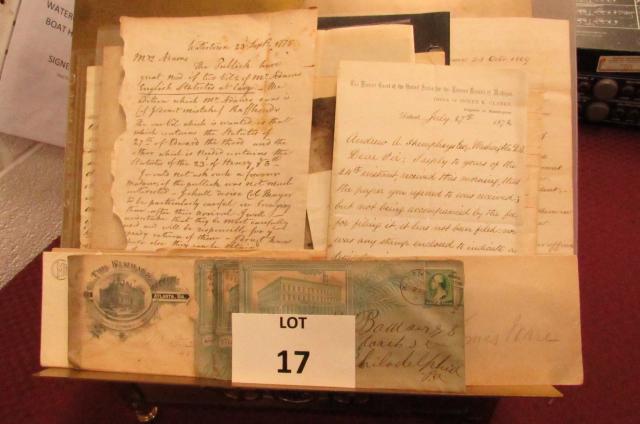 Ephemera lot of correspondence from 1775 through 1937: Ephemera lot of correspondence from 1765 through 1937
