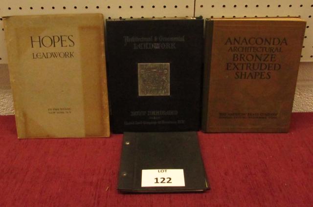 Four early catalogues for Architectural and Ornamental: Four early catalogues for Architectural and Ornamental lead work including: "Hopes Ladwork 103 Park Ave, NY"; "United Lead Co 111 Broadway, NY"; "Edward Linck Metal Works Philadelphia, PA"; "American 