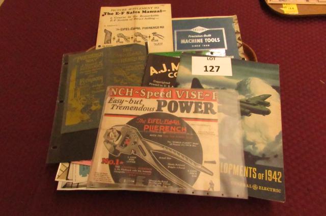 Approximately 20 pieces of tool company ephemera: Approximately 20 pieces of tool company ephemera including a two-sided advertisement poster 27" x 16" for tools from "The Flash Sales Corp." circa 1920s