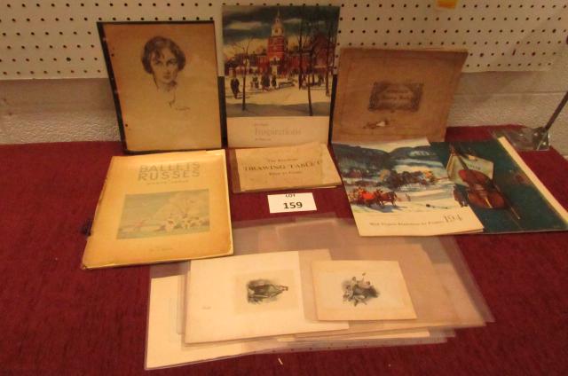 Lot of 12 small engravings and other art-related: Lot of 12 small engravings and other art-related ephemera