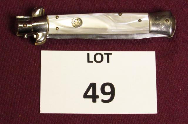 Italian lock blade with wavy blade and pearl handle.: Italian lock blade with wavy blade and pearl handle. Manufactured/marked Edge Co. Italy and Inox **Disclaimer**: Given COVID-19 restrictions and the influx of replicas on the market, we are unable to 