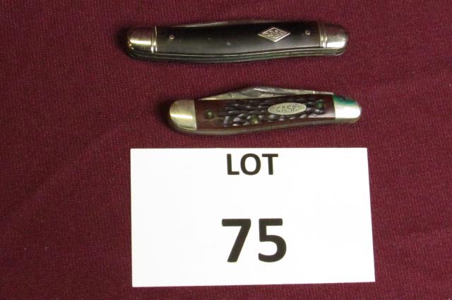 Lot of two pocket knives 1. manual folding,: Lot of two pocket knives 1. manual folding, three-blade. Manufactured by "Imperial, Providence, RI-USA", measures approximately 3-1/4" when closed. 2. Manual folding single blade "Case XX USA". Note: