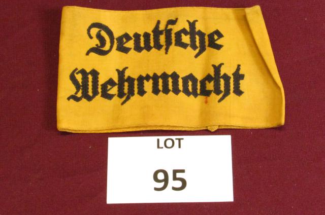 WWII German "Deutsche Wehrmacht" or German Armed Forces: WWII German "Deutsche Wehrmacht" or German Armed Forces armband **Disclaimer**: Given COVID-19 restrictions and the influx of replicas on the market, we are unable to authenticate some of the German N