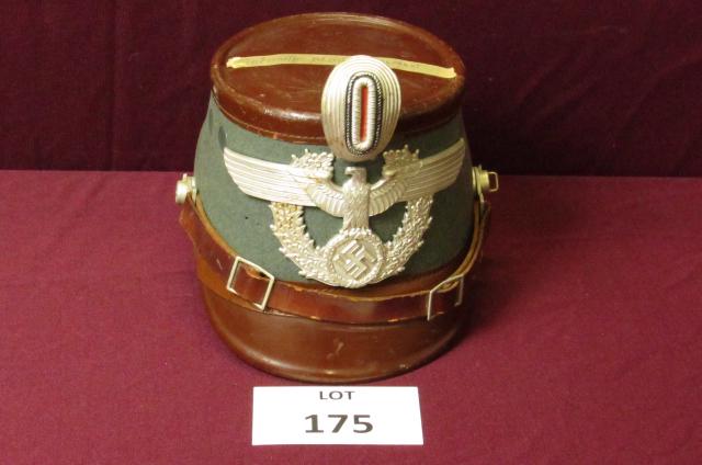 WWII German police shako: WWII German police shako hat **Disclaimer**: Given COVID-19 restrictions and the influx of replicas on the market, we are unable to authenticate some of the German Nazi items listed for auction. Purch
